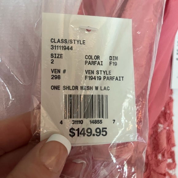 Davids Bridal One shoulder Bridesmaids Dress in Parfait - Picture 5 of 5